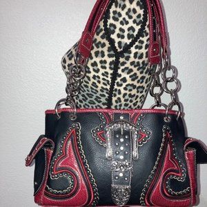 P & G purse red/black western style